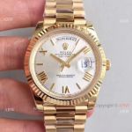 SWISS ETA3255 Rolex Day-Date II Silver Dial Roman Watch 40mm Gold Case_th.jpg